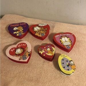 Lot of 5 Garfield Russell Stover Heart Boxes Empty